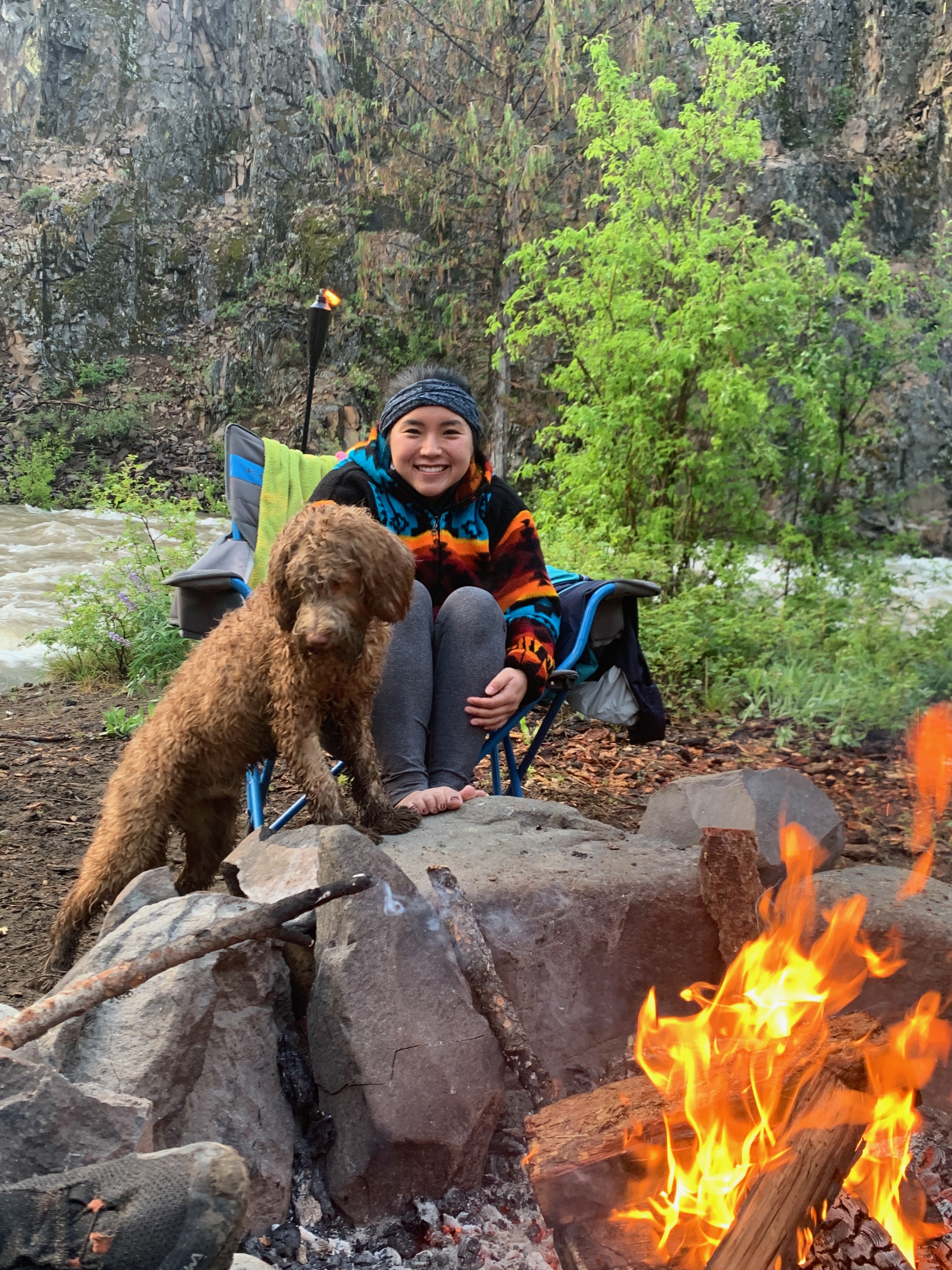 Ollie by the campfire
